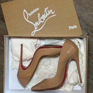 Christian Louboutin So Kate 120 Nude Patent Leather Pumps – Size 35.5